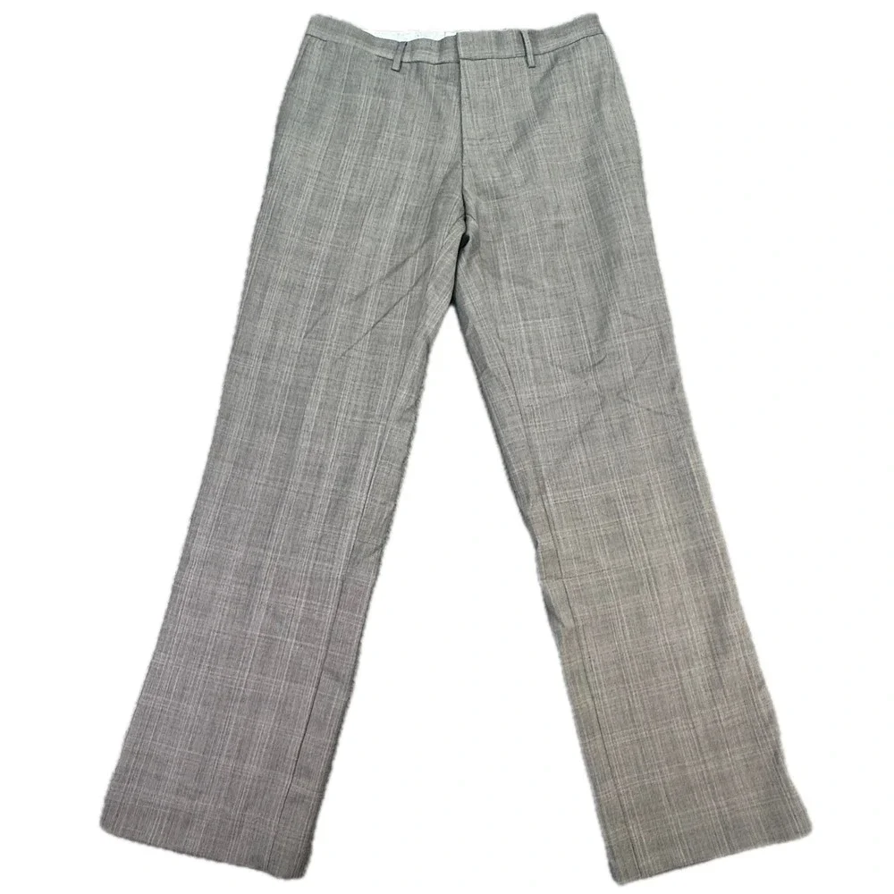 Banana Republic Dress Pants Men 32x32 Grey Plaid Classic Fit Wool Blend Trousers